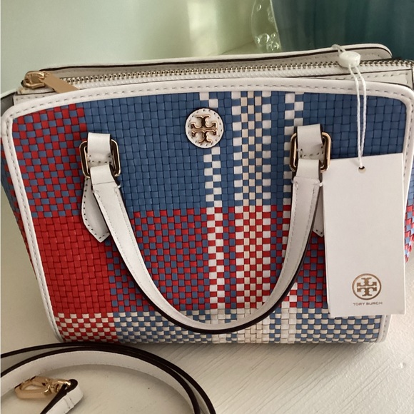 Tory Burch Handbags - NWT Tory Burch Emerson Woven Mini Top Zip Tote.